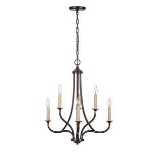 6 Light Eden candle style chandelier lit.