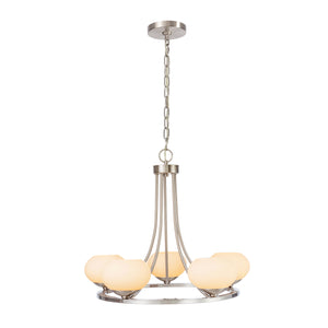 Bisque 5 LIght living room chandelier lit