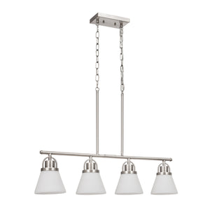 Tula etched glass linear chandelier unlit.