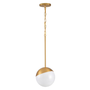 Brushed gold Milan pendant light unlit.