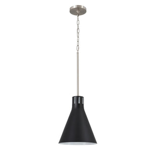 Conic black cone pendant light unlit.